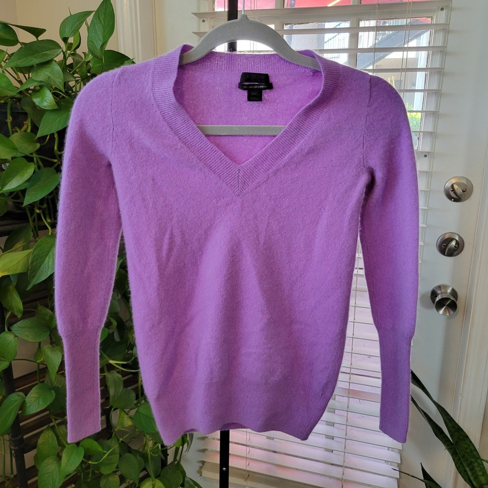 J.Crew Collection Italian Cashmere V-Neck Sweater Purple Womens XXS